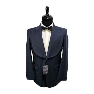 Studiosuits BESPOKE Coat Men 40R Peak Wide Lapel Glen Plaid Dinner NAPOLEAN Wool